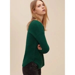 Wilfred Freed Wolter Waffle Knit WoolV-Neck Sweater - Emerald Green - Size Small